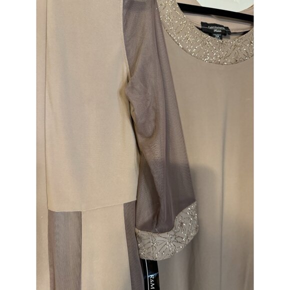 R & M RICHARDS PM Taupe Brown Jacket Dress Shimmer Wedding Party Cruise NEW - Picture 11 of 16